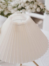 Modern Levitate Pleated Fabric Table Lamp with Curved Brass Base for Bedside