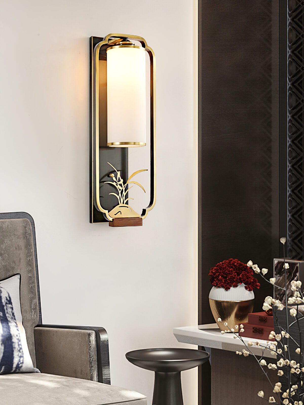 modern-chinese-wall-sconce-geometric-brass-and-white-glass-interior-accent-lighting
