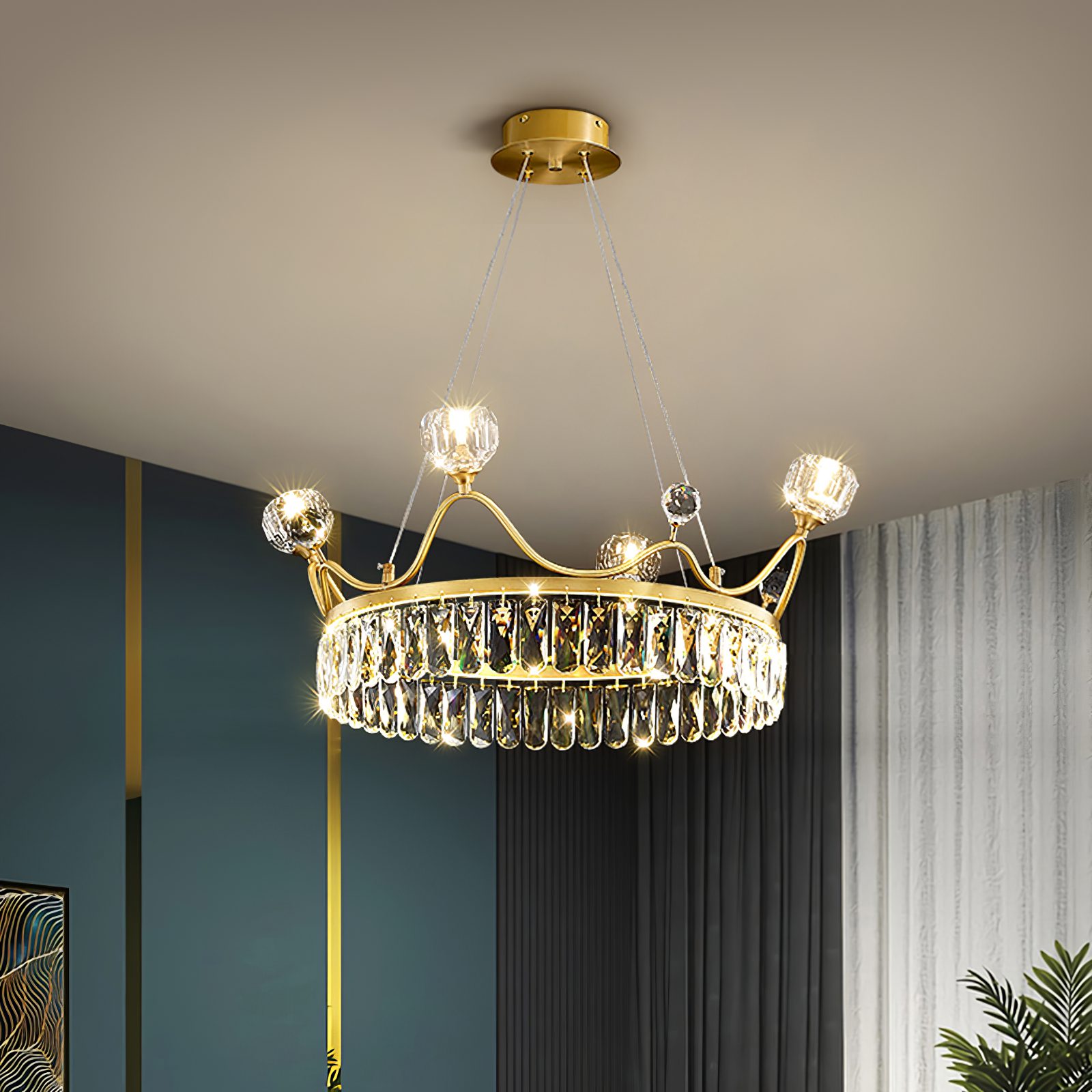 elegant-crown-design-crystal-chandelier-brass-hanging-light-with-three-color-led