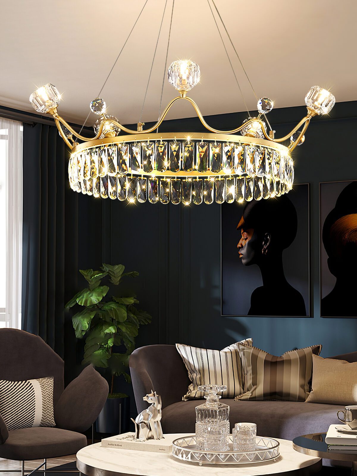 elegant-crown-design-crystal-chandelier-brass-hanging-light-with-three-color-led