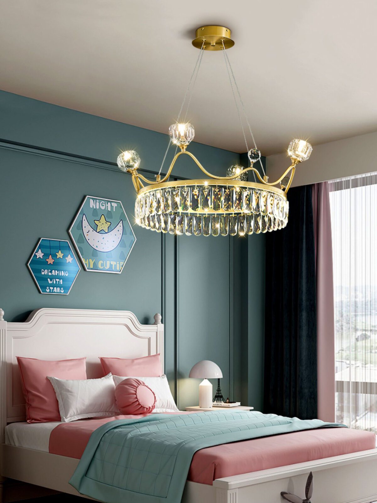 elegant-crown-design-crystal-chandelier-brass-hanging-light-with-three-color-led