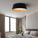 Modern Ribbed LED Flush Mount Ceiling Light with Real Wood Interior Finish