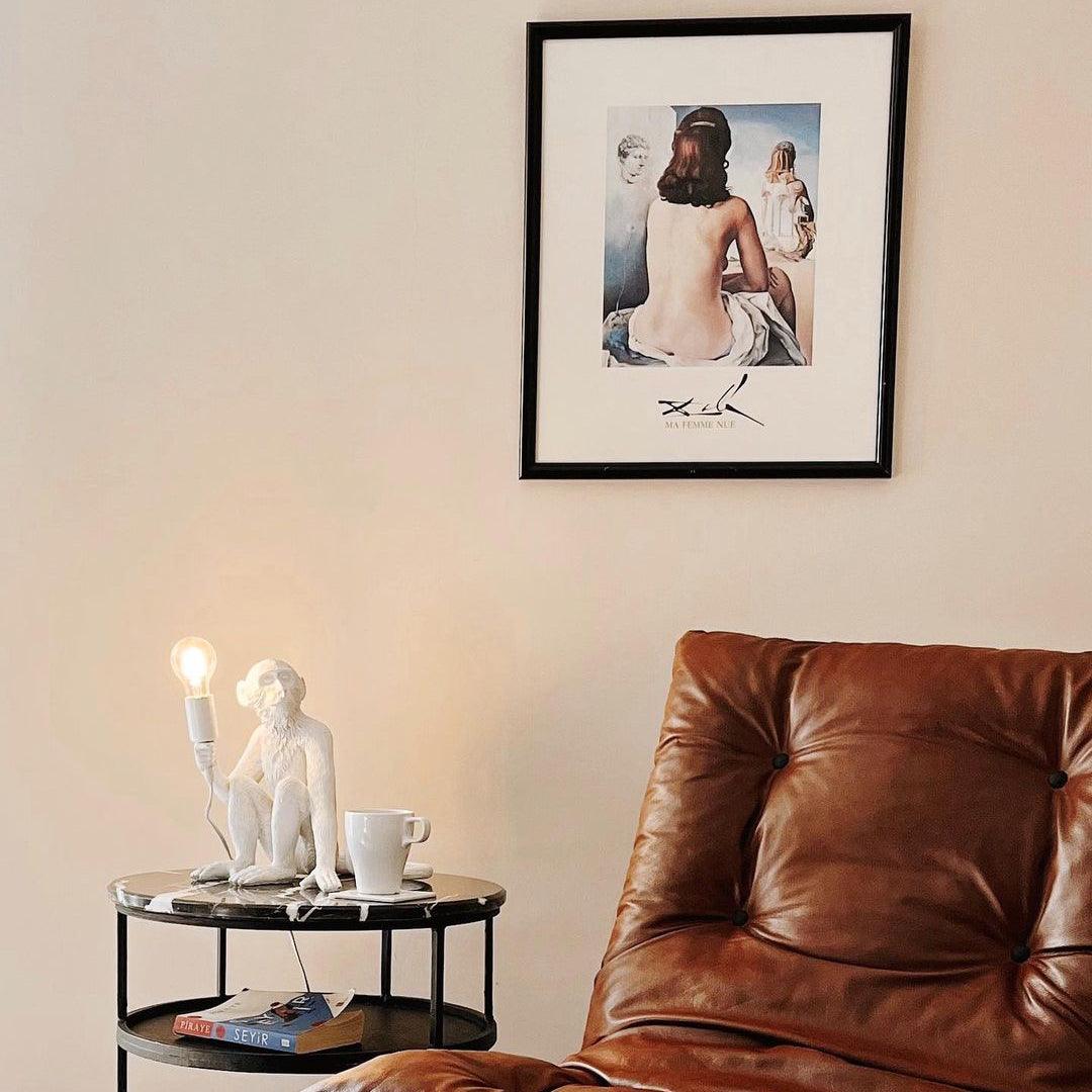 Sitting Monkey Resin Table Lamp Whimsical Animal Sculpture Desk Light for Living Room