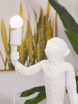 Sitting Monkey Resin Table Lamp Whimsical Animal Sculpture Desk Light for Living Room