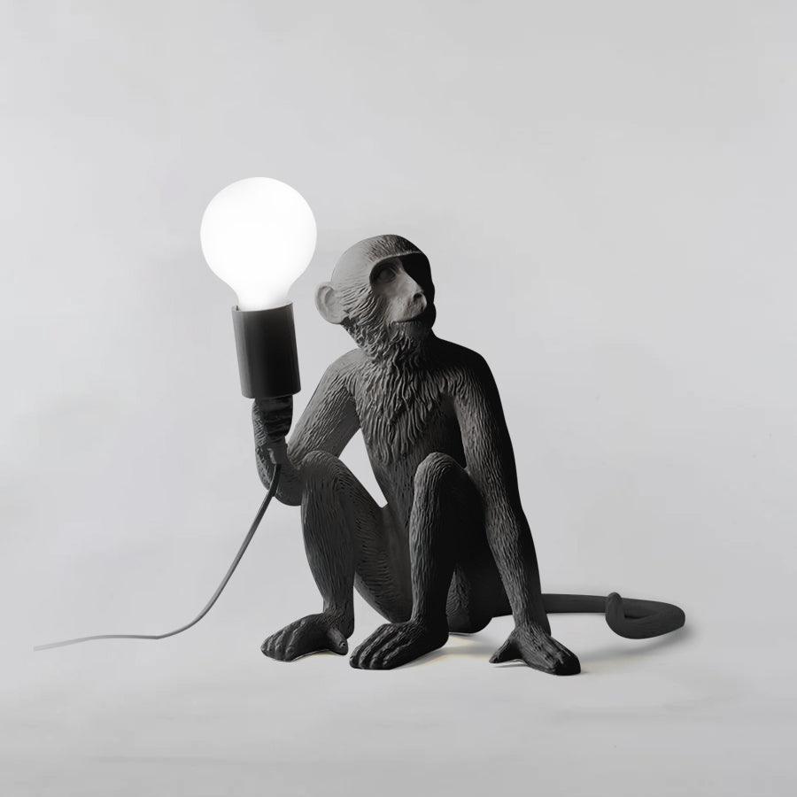 Sitting Monkey Resin Table Lamp Whimsical Animal Sculpture Desk Light for Living Room