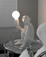 Sitting Monkey Resin Table Lamp Whimsical Animal Sculpture Desk Light for Living Room