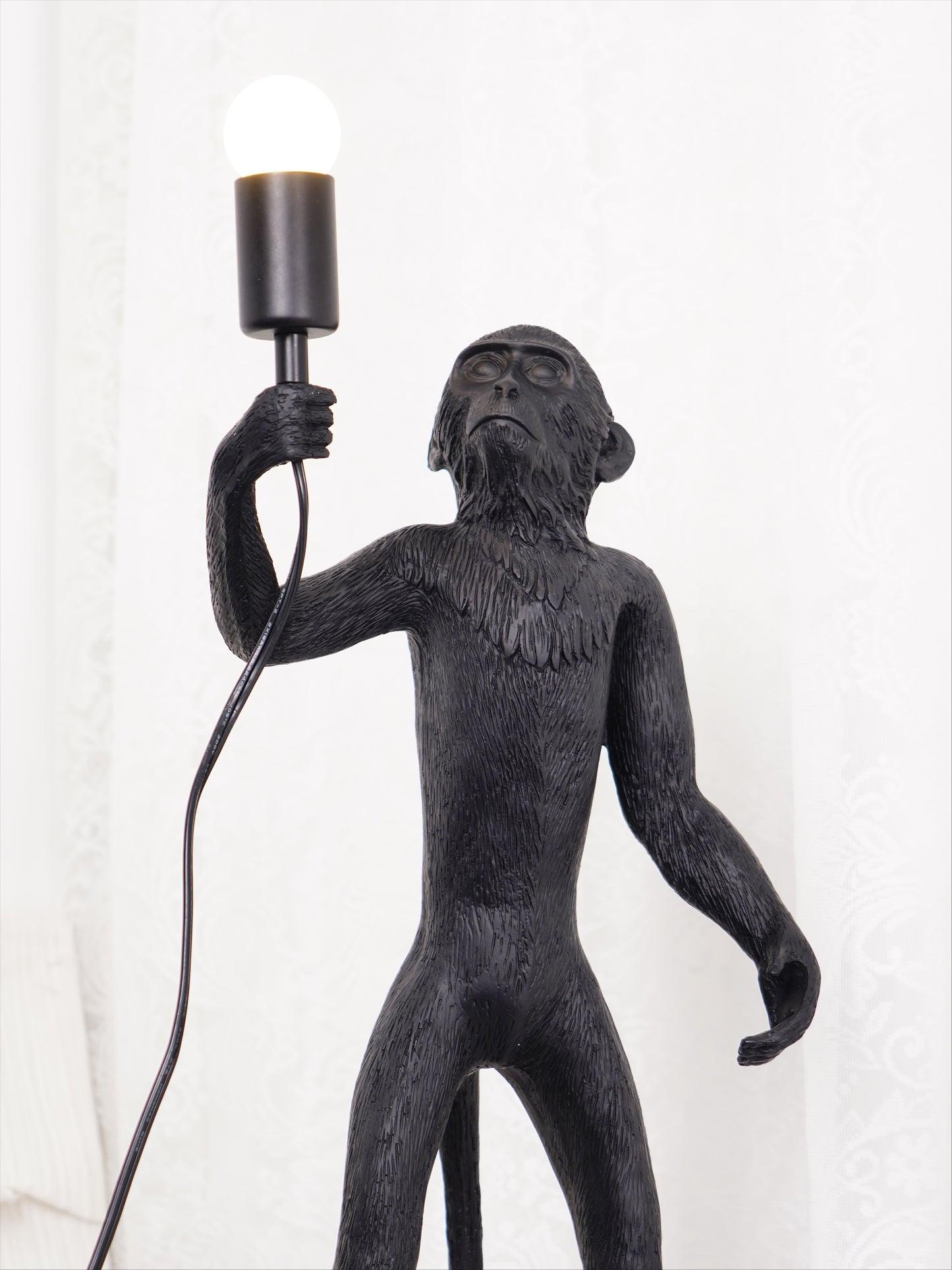 Sitting Monkey Resin Table Lamp Whimsical Animal Sculpture Desk Light for Living Room