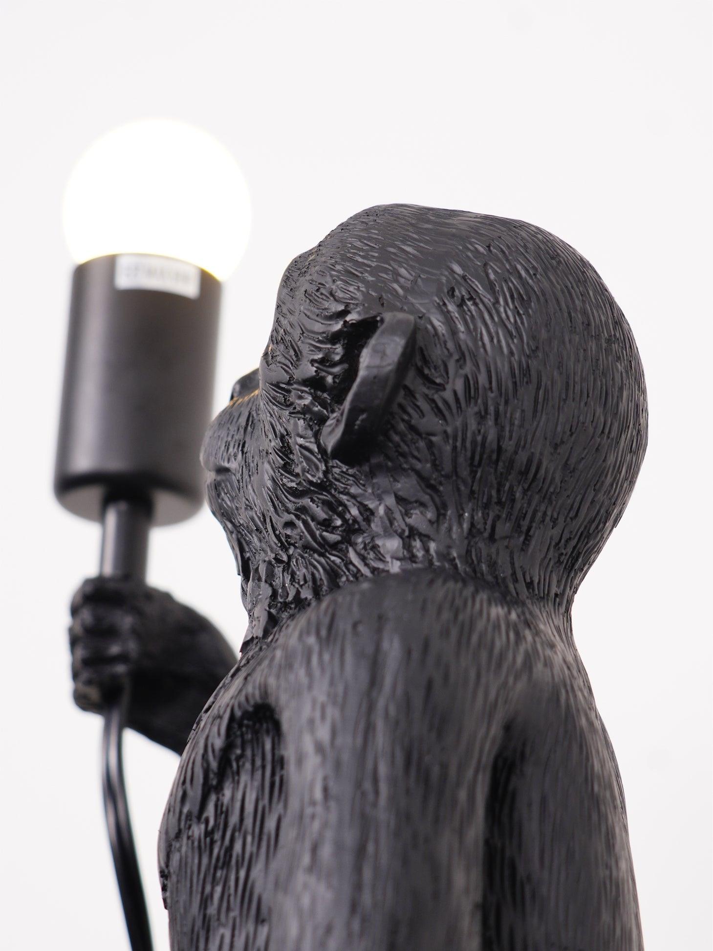 Sitting Monkey Resin Table Lamp Whimsical Animal Sculpture Desk Light for Living Room