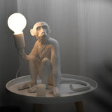 Sitting Monkey Resin Table Lamp Whimsical Animal Sculpture Desk Light for Living Room