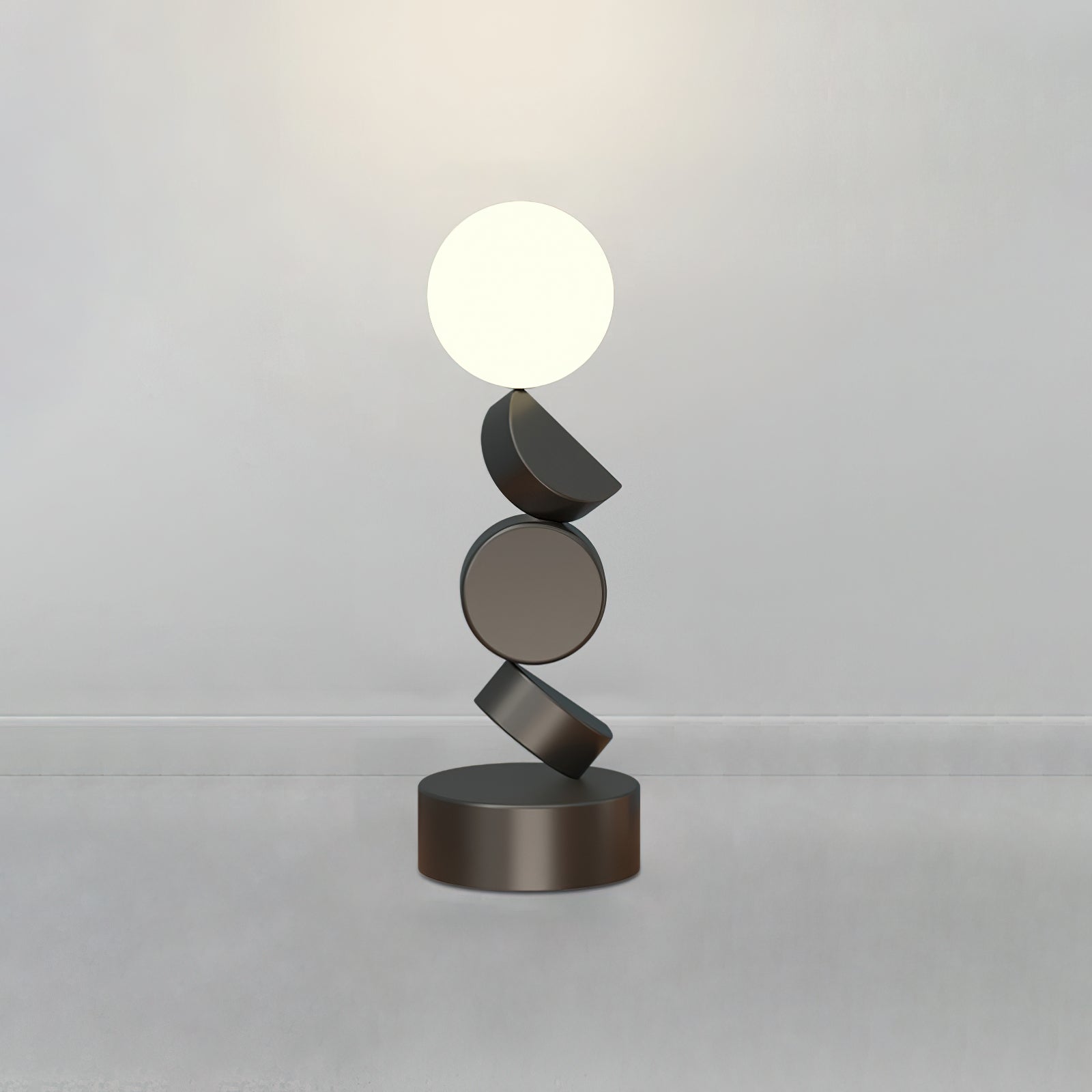 Modern Geometric Monolith Cube LED Floor Lamp with White Acrylic Globe Shading