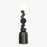 Modern Geometric Monolith Cube LED Floor Lamp with White Acrylic Globe Shading