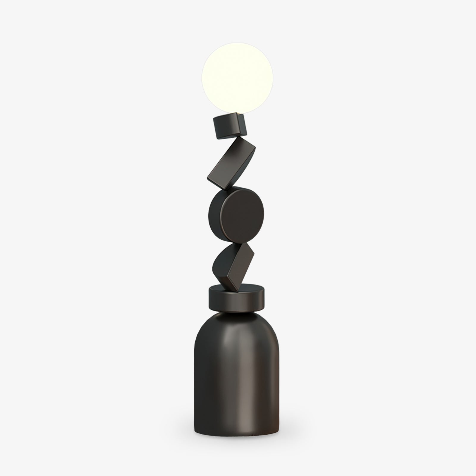 Modern Geometric Monolith Cube LED Floor Lamp with White Acrylic Globe Shading
