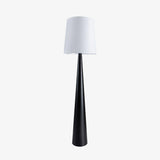Modern Montenegro Black Iron Standing Floor Lamp with White Fabric Shade
