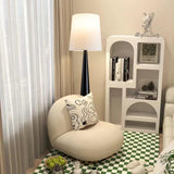 Modern Montenegro Black Iron Standing Floor Lamp with White Fabric Shade