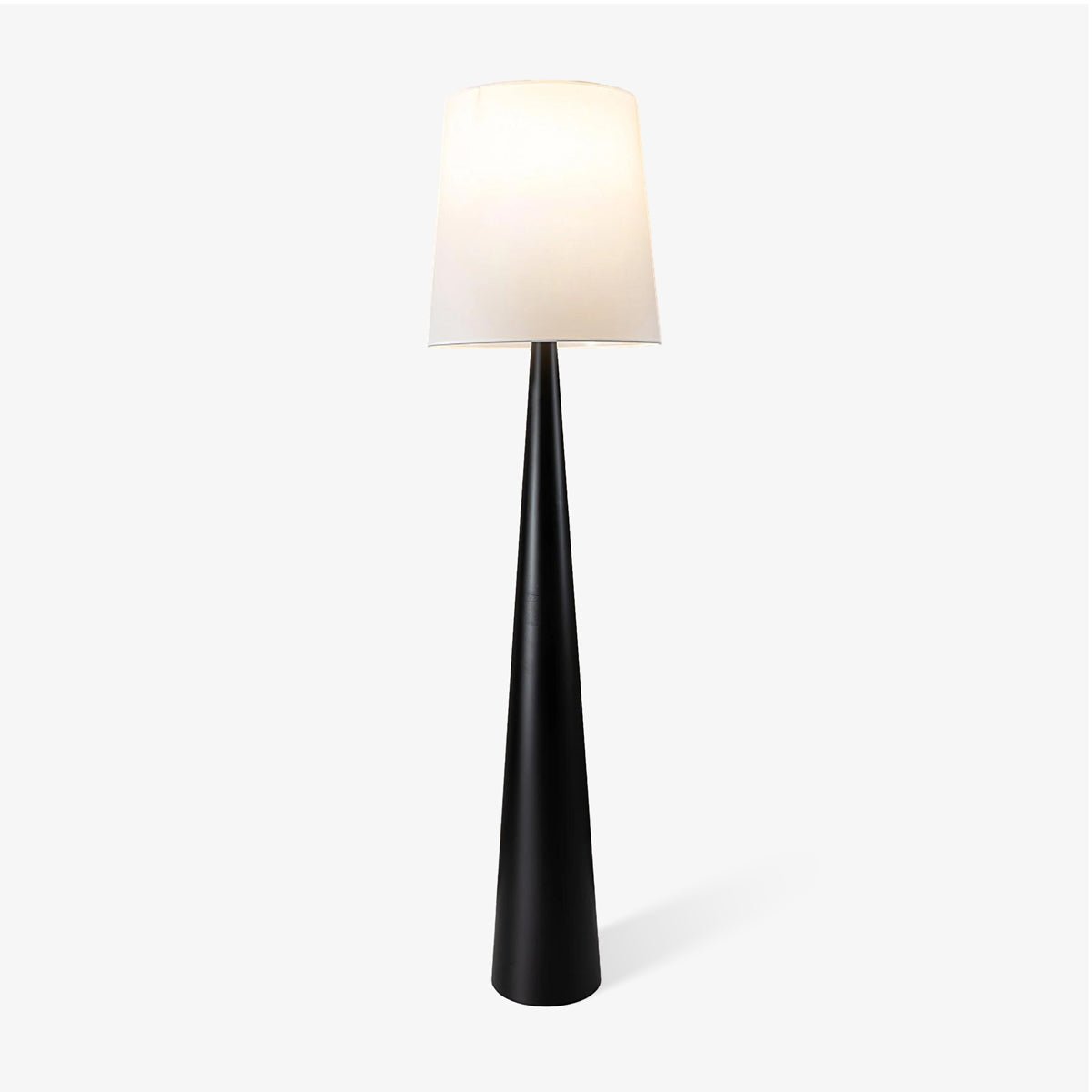 Modern Montenegro Black Iron Standing Floor Lamp with White Fabric Shade