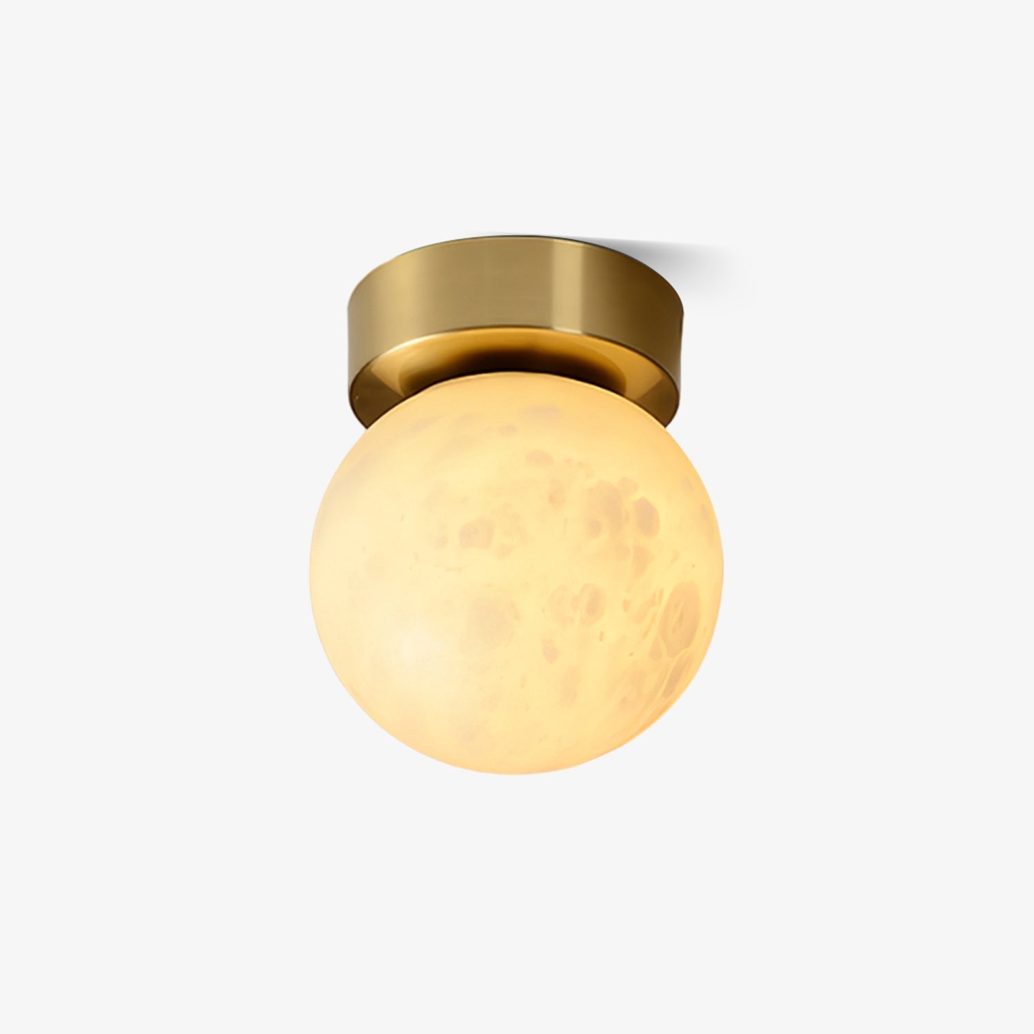 Modern Natural Alabaster LED Flush Mount Ceiling Light Brass Globe Lamp for Hallway