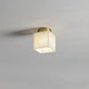 Modern Natural Alabaster LED Flush Mount Ceiling Light Brass Globe Lamp for Hallway