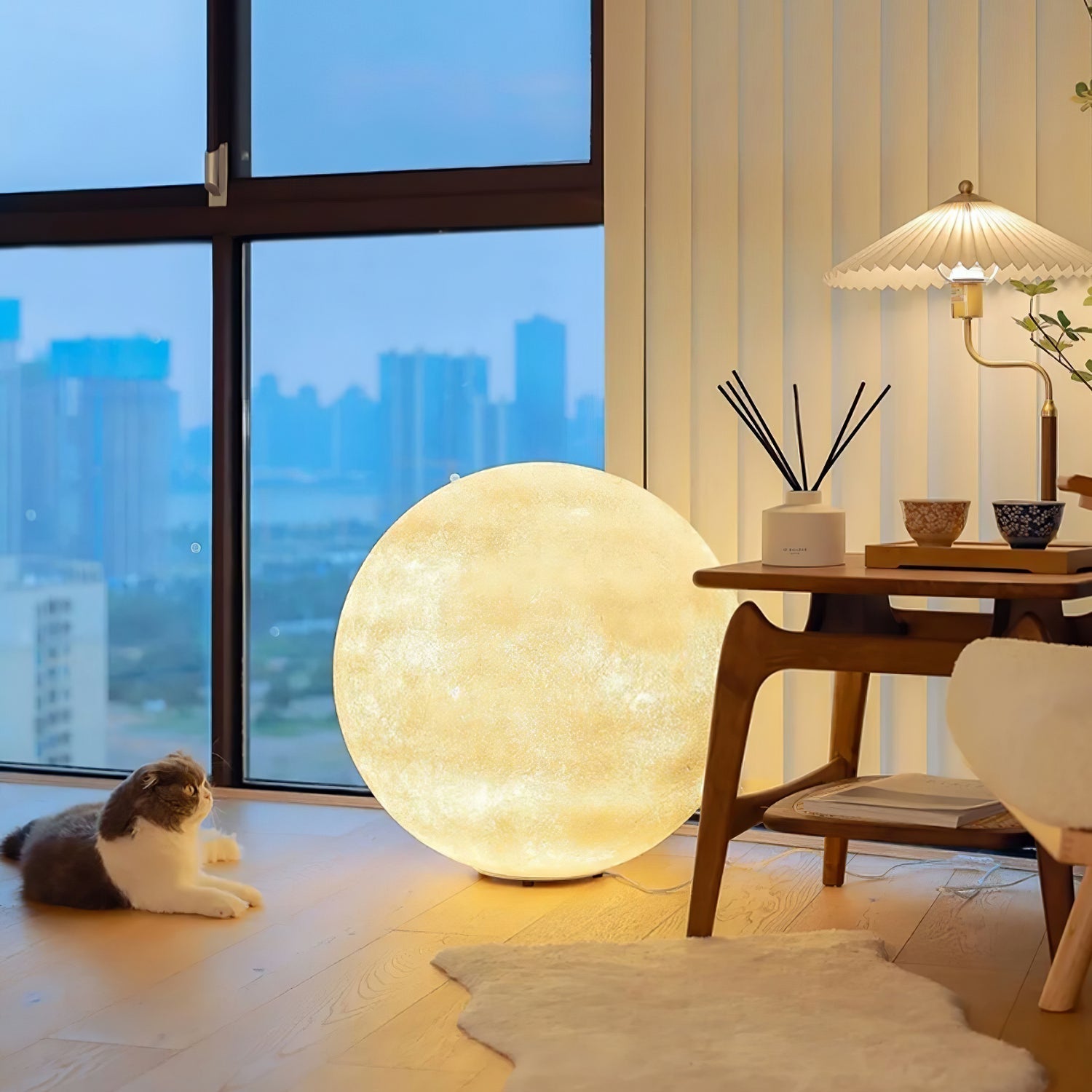 Modern Moon Sphere LED Table Lamp with Realistic Lunar Texture Surface