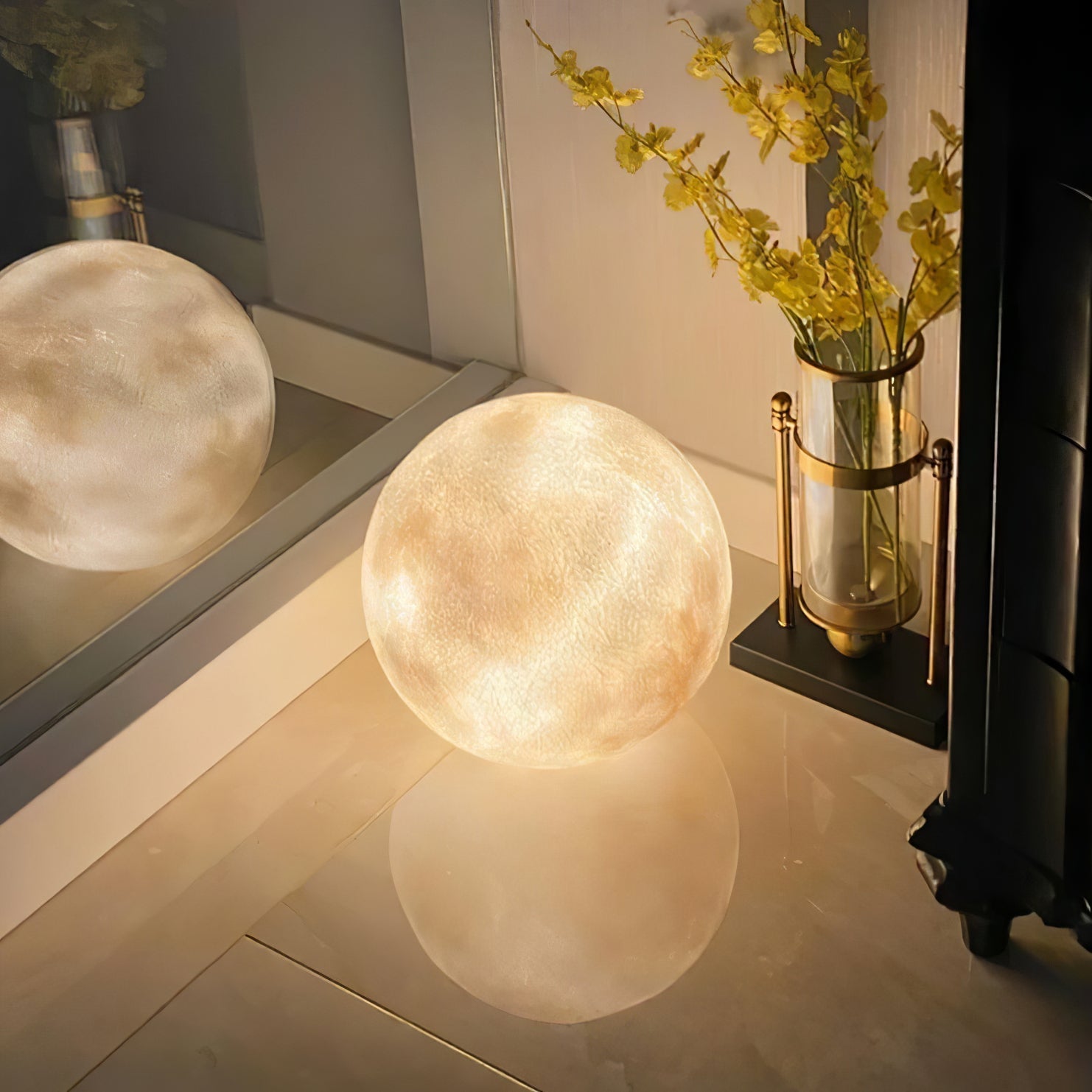 Modern Moon Sphere LED Table Lamp with Realistic Lunar Texture Surface