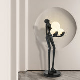 Moonlit Guardian Artistic Sculptural Standing Floor Lamp with Glowing Glass Orbs