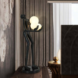 Moonlit Guardian Artistic Sculptural Standing Floor Lamp with Glowing Glass Orbs
