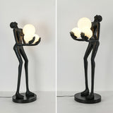 Moonlit Guardian Artistic Sculptural Standing Floor Lamp with Glowing Glass Orbs