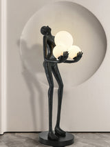 Moonlit Guardian Artistic Sculptural Standing Floor Lamp with Glowing Glass Orbs