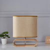Moti Minimalist Natural Wood Table Lamp with Brown Fabric Shade for Bedside