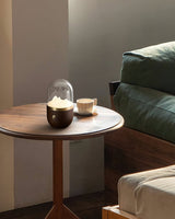 Mountain Peak LED Accent Table Lamp Nature Inspired Night Light with Wood Base