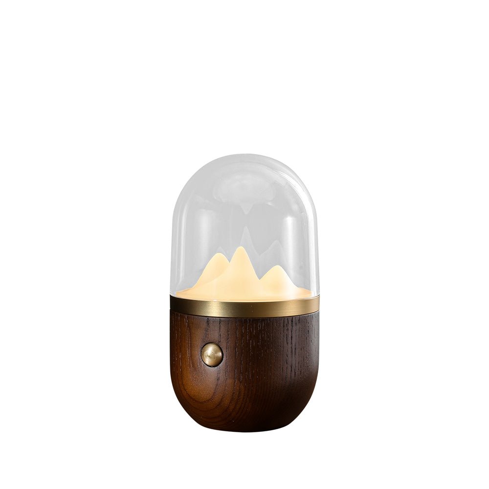Mountain Peak LED Accent Table Lamp Nature Inspired Night Light with Wood Base