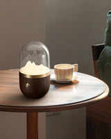 Mountain Peak LED Accent Table Lamp Nature Inspired Night Light with Wood Base