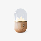 Mountain Peak LED Accent Table Lamp Nature Inspired Night Light with Wood Base