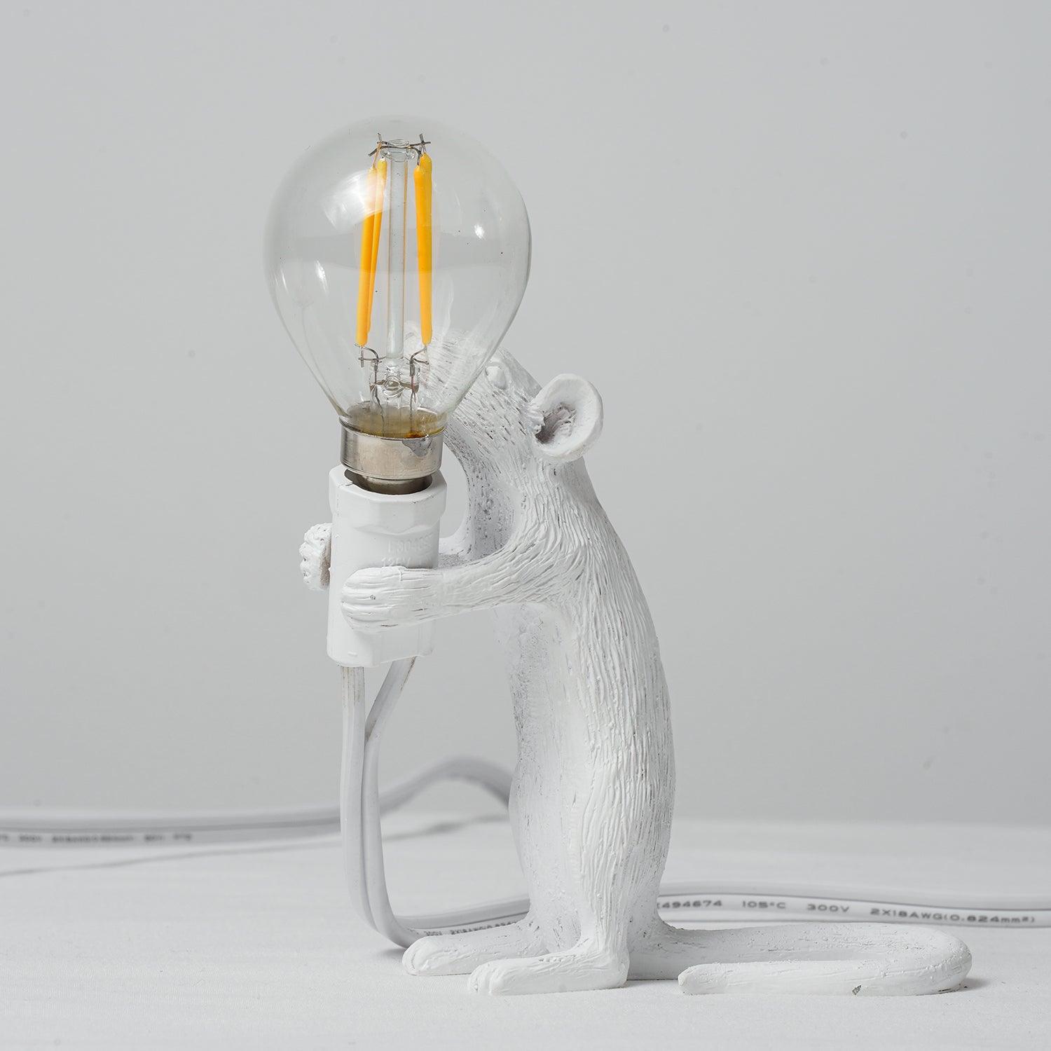 Resin Mouse Table Lamp Decorative Animal Sculpture Side Table Light for Bedside and Desk