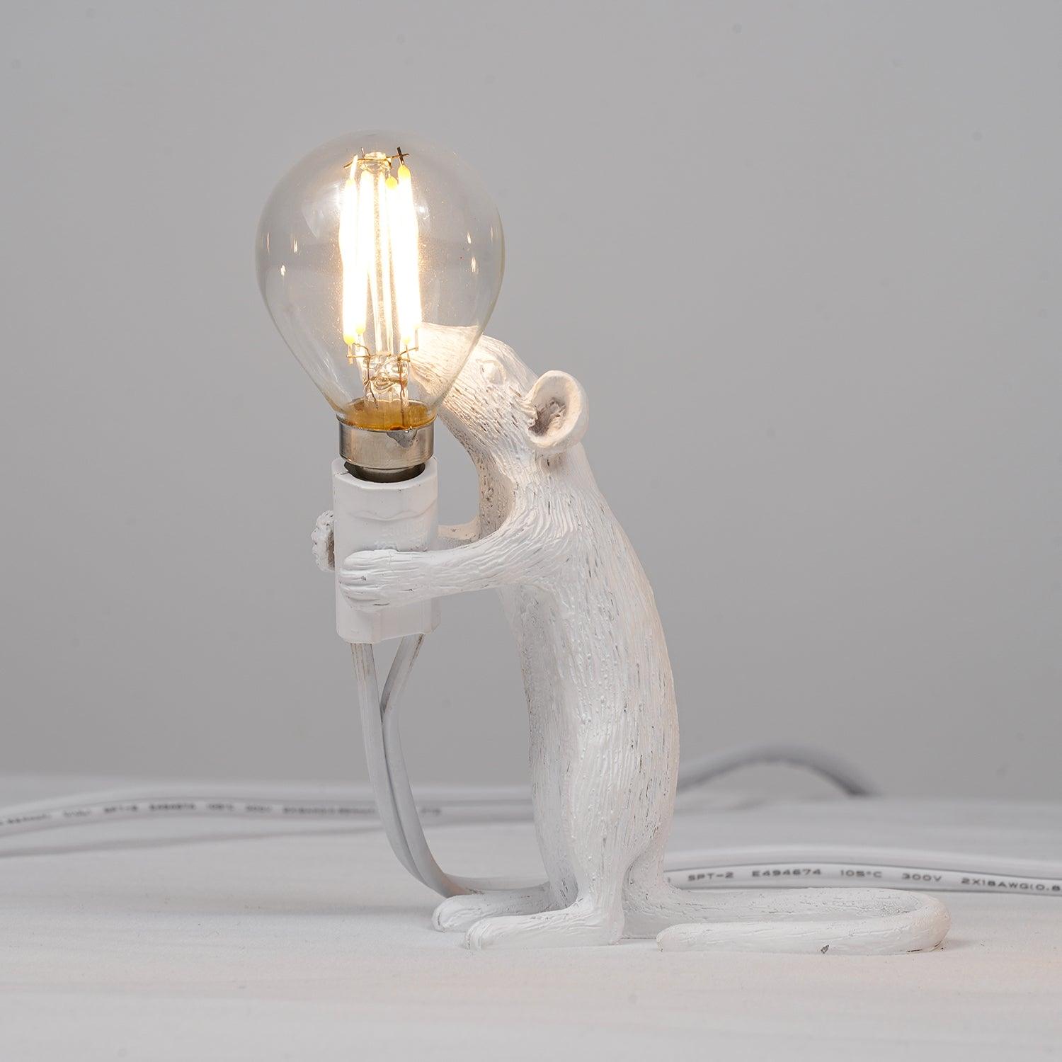 Resin Mouse Table Lamp Decorative Animal Sculpture Side Table Light for Bedside and Desk