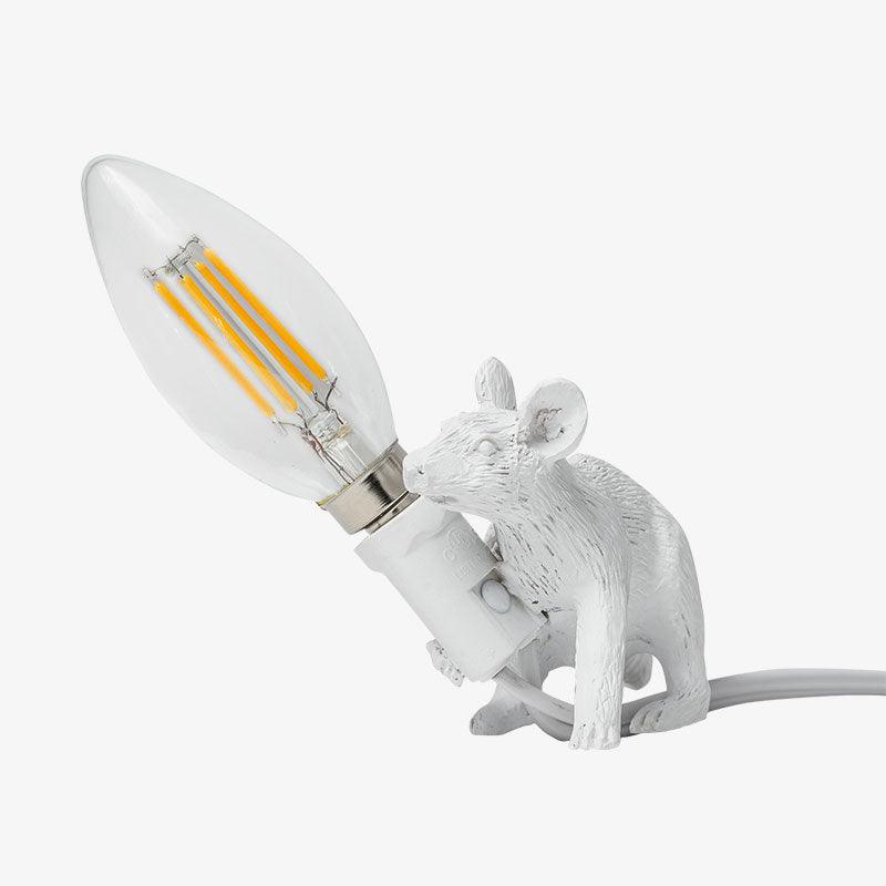 Resin Mouse Table Lamp Decorative Animal Sculpture Side Table Light for Bedside and Desk