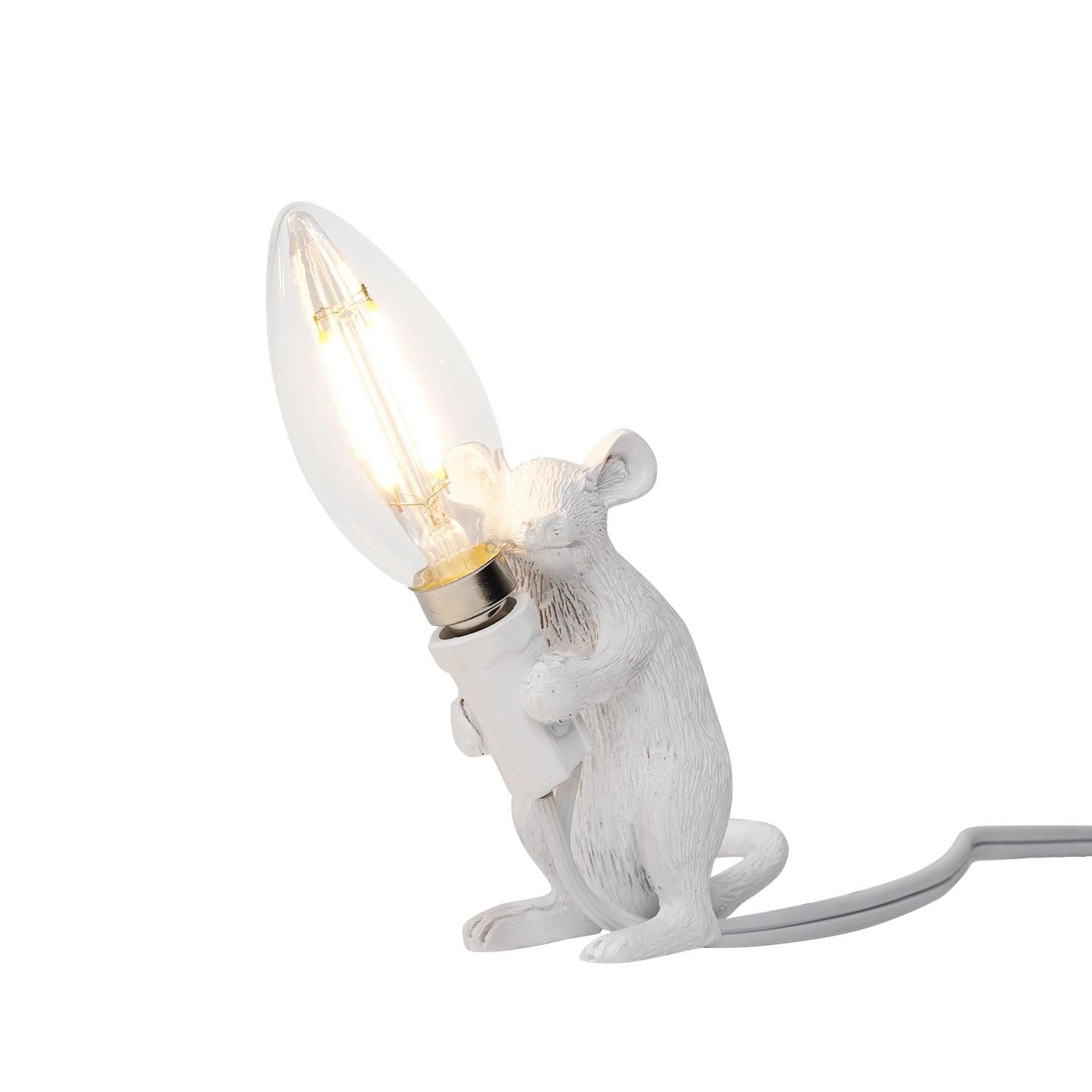 Resin Mouse Table Lamp Decorative Animal Sculpture Side Table Light for Bedside and Desk