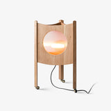 Modern Solid Wood Mobile Bedside Lamp Triangular Rolling Table Light for Living Room