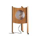 Modern Solid Wood Mobile Bedside Lamp Triangular Rolling Table Light for Living Room