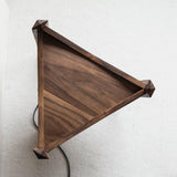Modern Solid Wood Mobile Bedside Lamp Triangular Rolling Table Light for Living Room