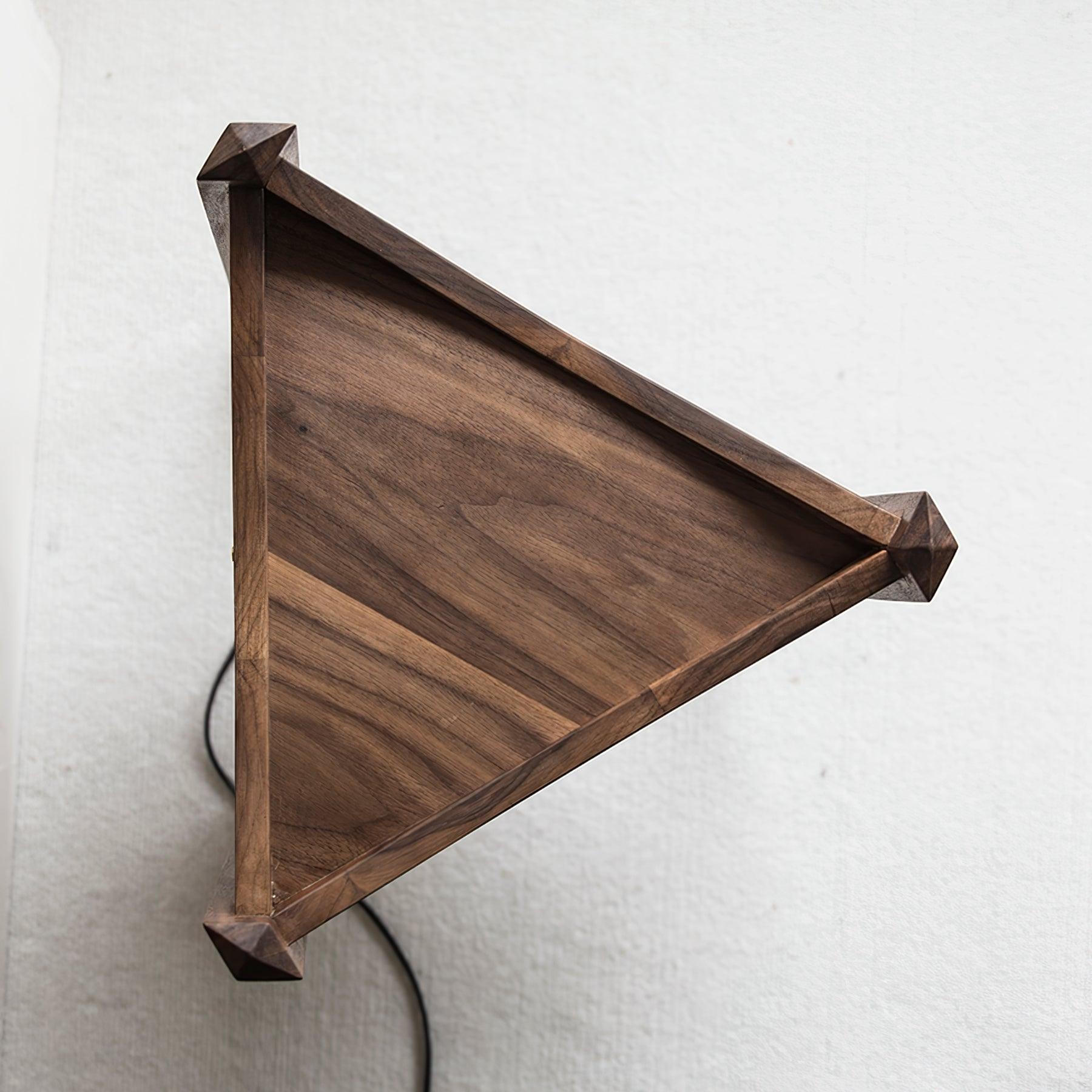 Modern Solid Wood Mobile Bedside Lamp Triangular Rolling Table Light for Living Room