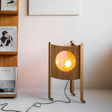 Modern Solid Wood Mobile Bedside Lamp Triangular Rolling Table Light for Living Room
