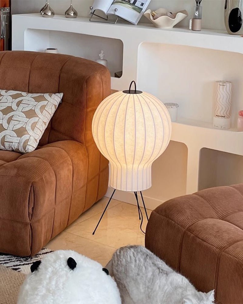 Silk Fabric Balloon Table Lamp Organic Wabi Sabi Accent Lighting for Living Room