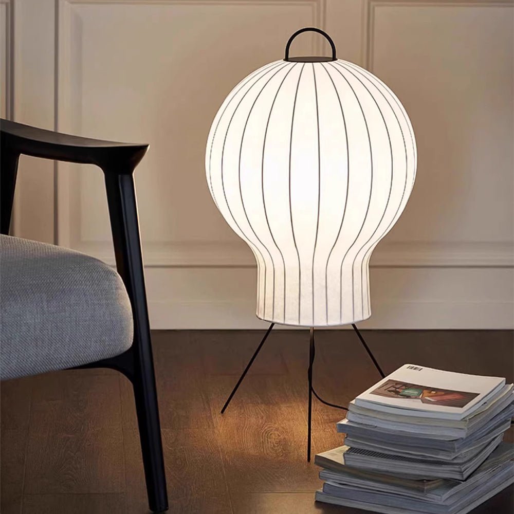 Silk Fabric Balloon Table Lamp Organic Wabi Sabi Accent Lighting for Living Room