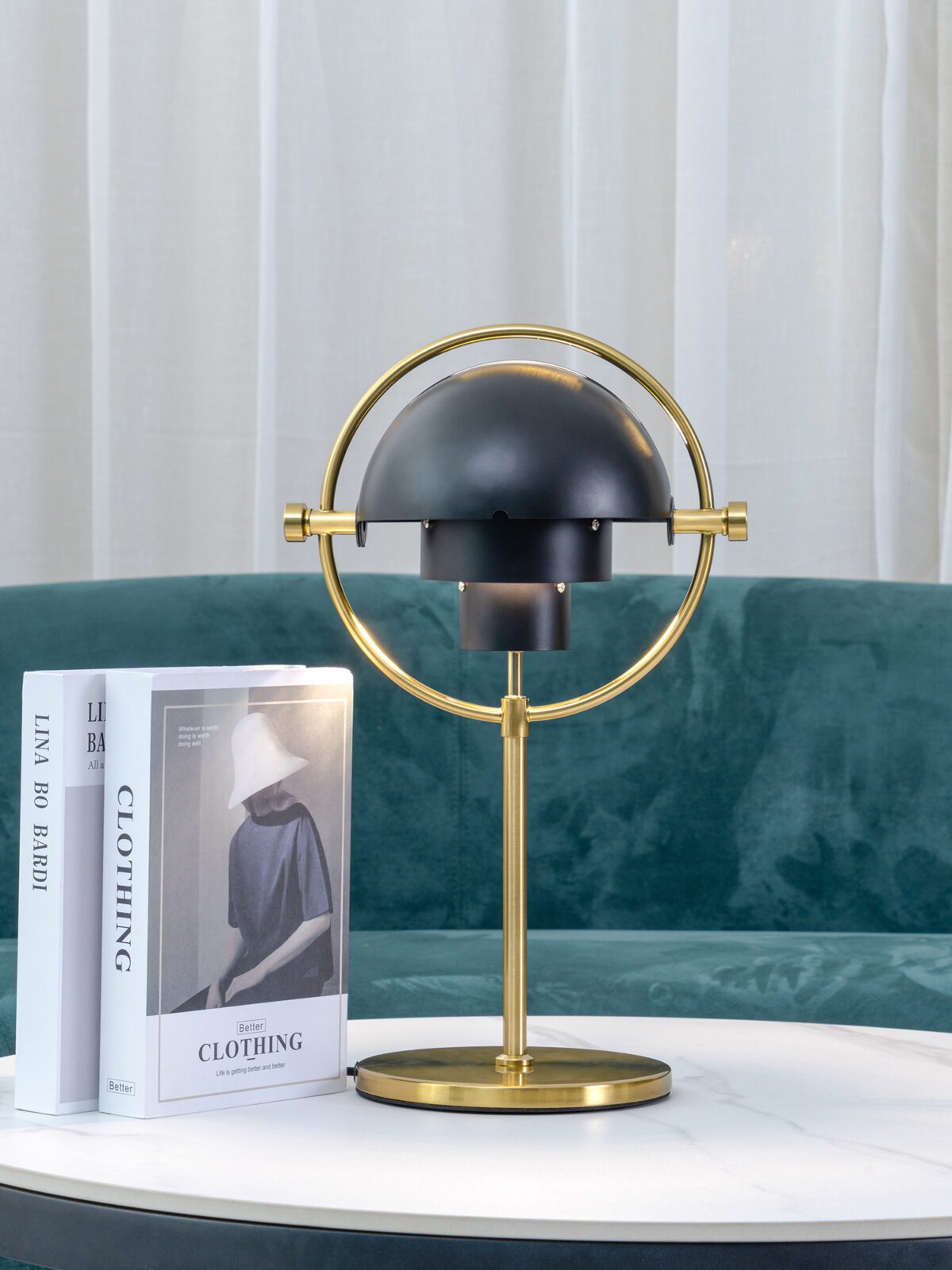 modern-sculptural-spherical-table-lamp-with-adjustable-metal-shades-and-copper-finish