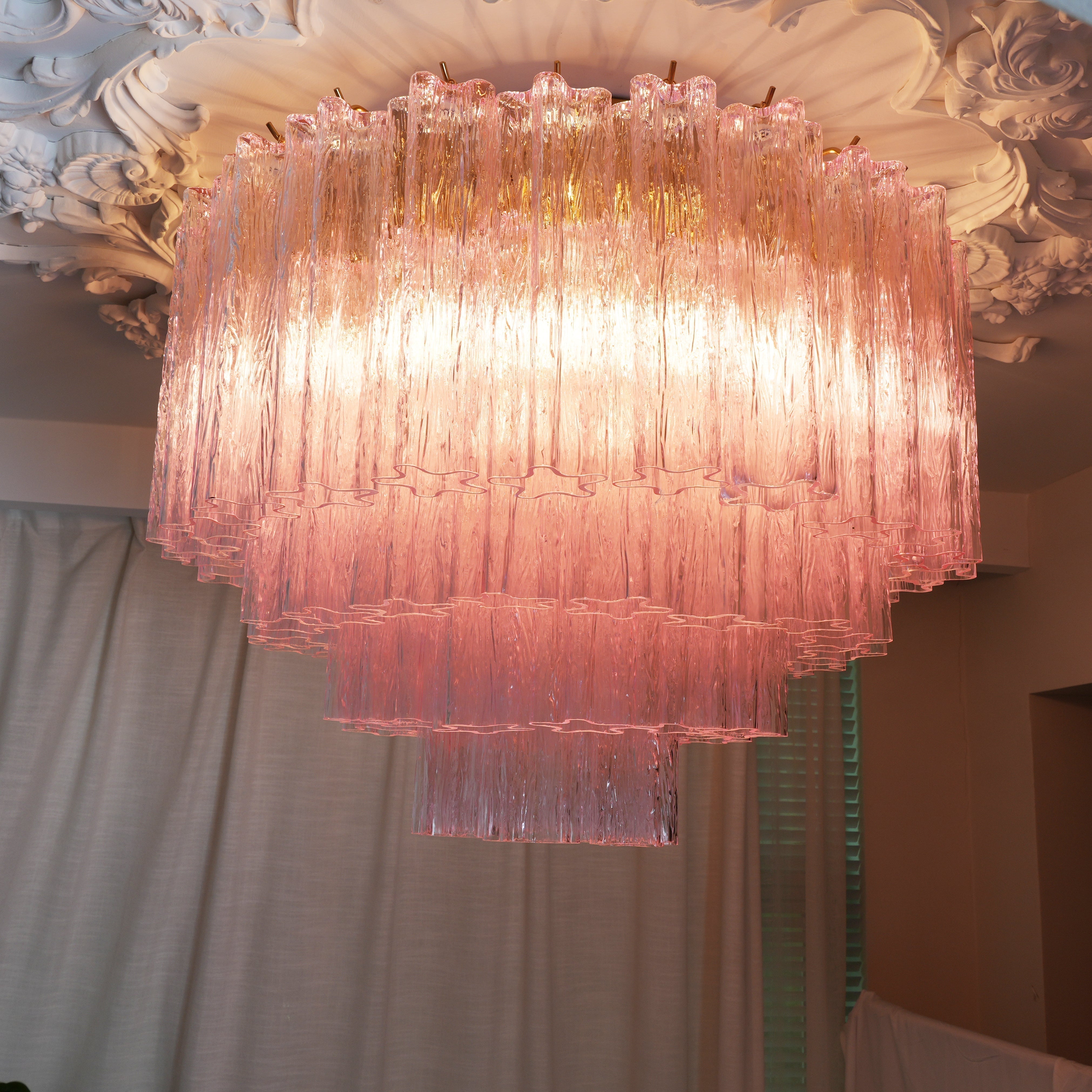Luxury Pink Murano Glass Ceiling Light Fixture for Living Room Dining Room Bedroom