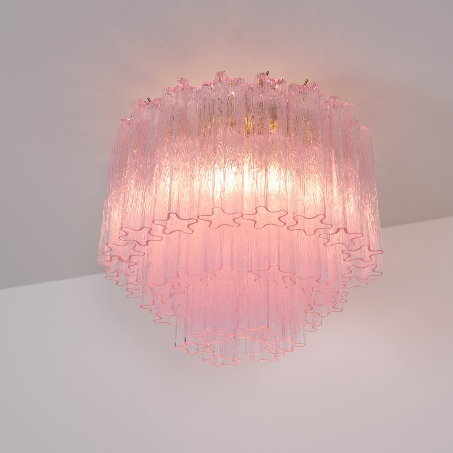 Luxury Pink Murano Glass Ceiling Light Fixture for Living Room Dining Room Bedroom