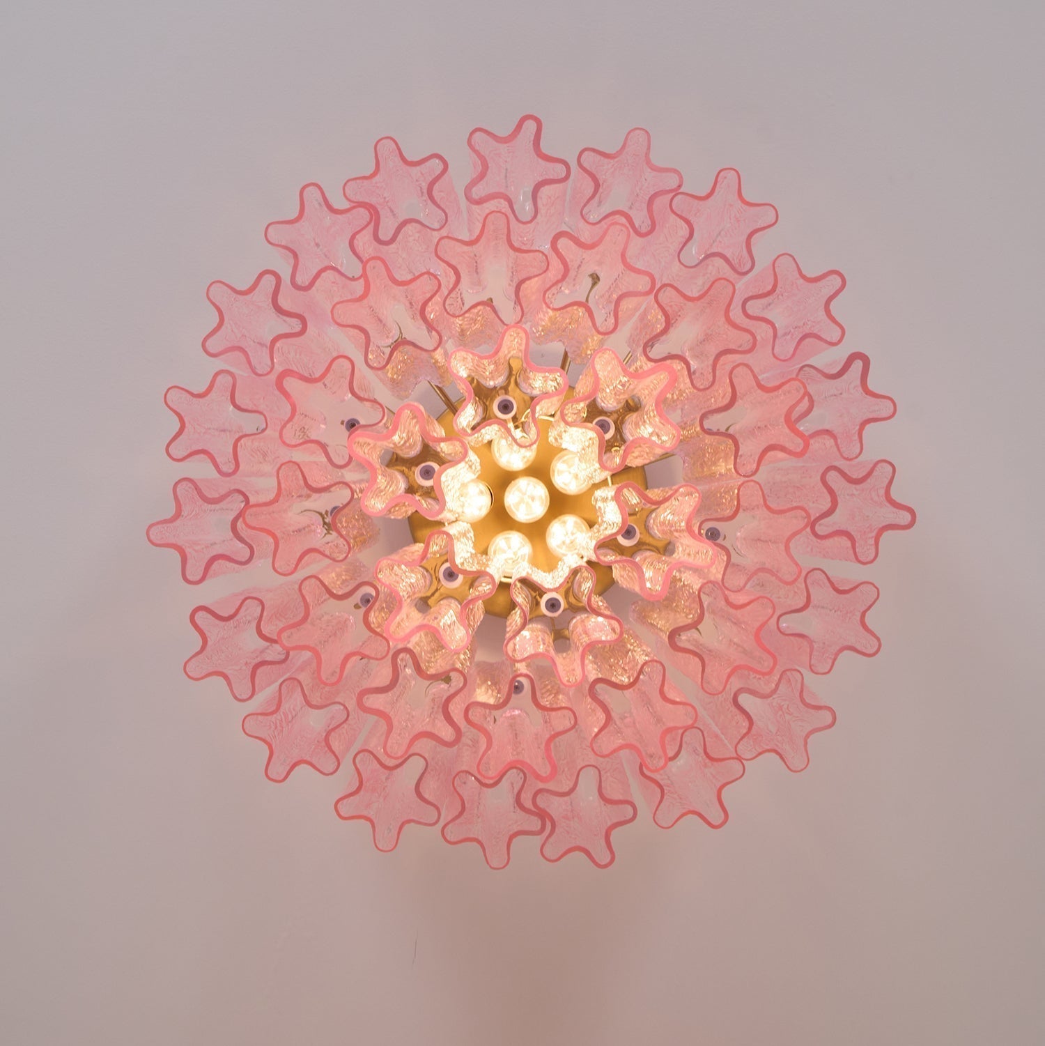 Luxury Pink Murano Glass Ceiling Light Fixture for Living Room Dining Room Bedroom