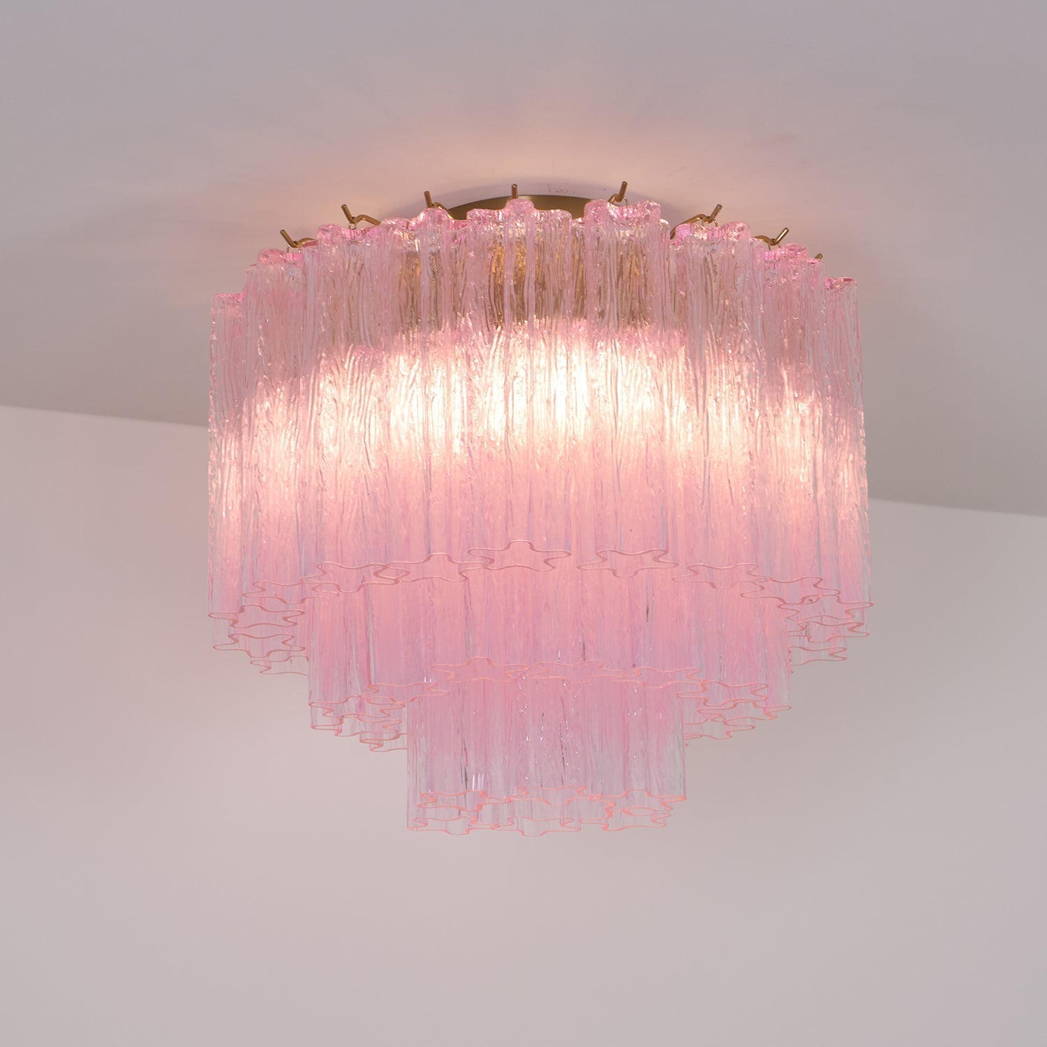 Luxury Pink Murano Glass Ceiling Light Fixture for Living Room Dining Room Bedroom