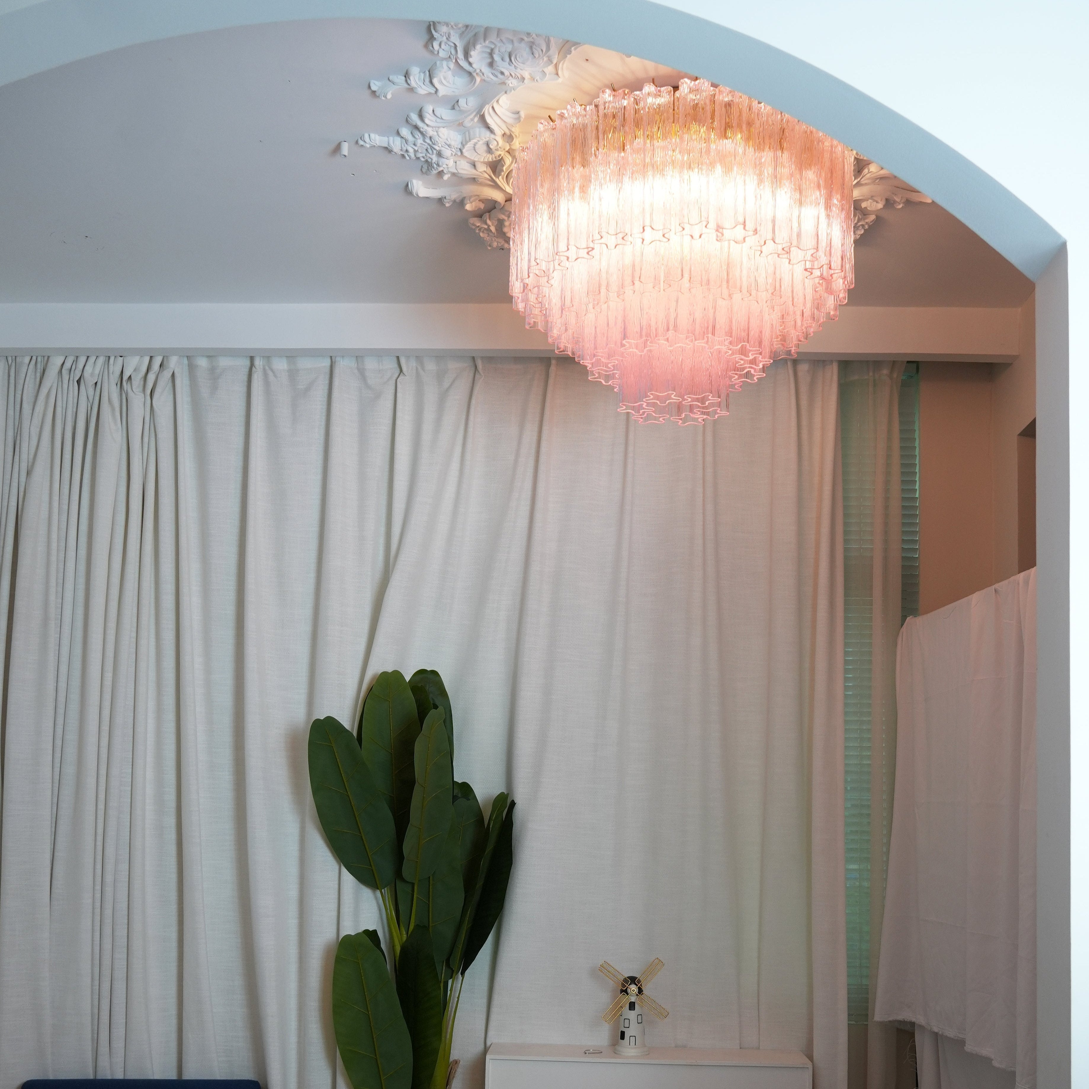 Luxury Pink Murano Glass Ceiling Light Fixture for Living Room Dining Room Bedroom