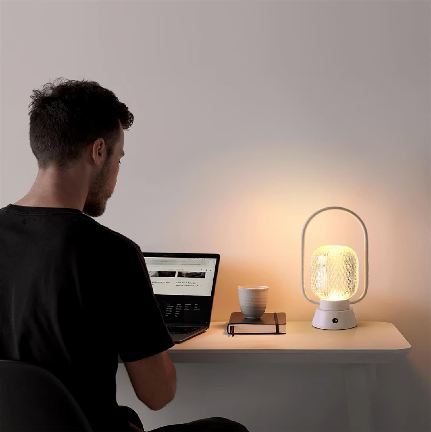 Portable Muse Cordless Table Lamp with Rechargeable Battery and Carry Handle for Indoor Use